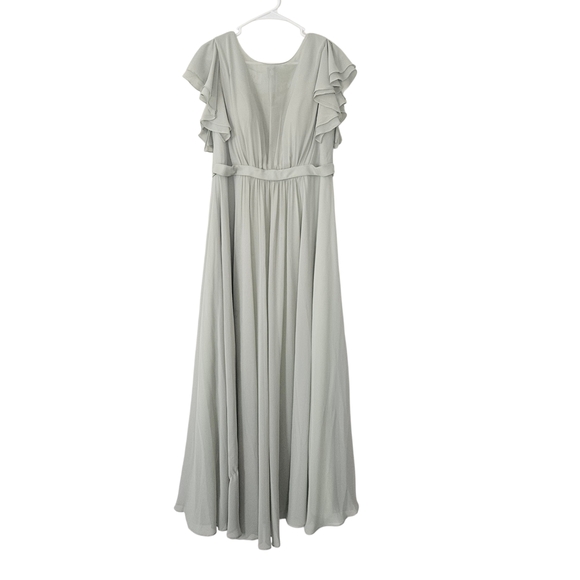 Azazie Dresses & Skirts - Azazie Maternity Dusty Sage Ruffle Sleeve Maxi Dress Size A14